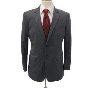 Burberry London Mens Suit Jacket Dark Gray Virgin Wool Blend Collared Size 50